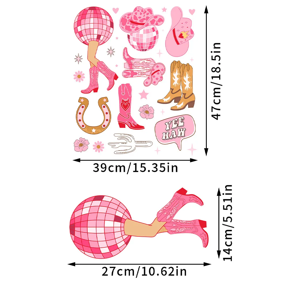 New Pink Western Denim Series Children's Room College Style Wall Home Decoration Wall Stickers Self-adhesive Waterproof Stickers display picture 1