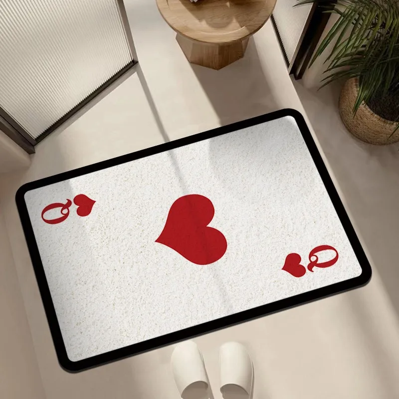 Creative Personality Poker Diatom Mud Floor Mat Wear-resistant Foot Mat Bathroom Absorbent Non-slip Mat Rubber Bottom Mat Factory Direct Sales display picture 1