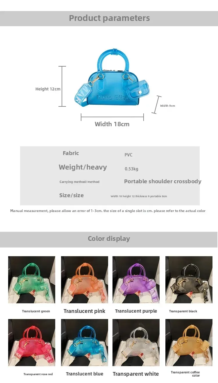 Bohao PVC  Jelly Bag Fashionable All-match Soft Handle Handbag Dirt-resistant And Easy-to-wash Summer Women's Crossbody Bag Customized display picture 1