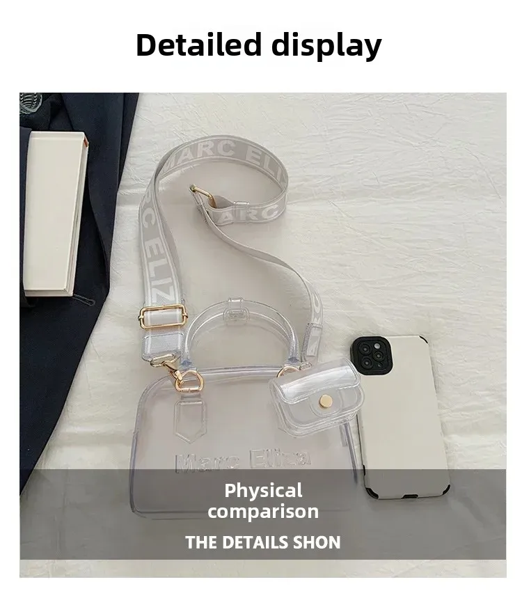 Bohao PVC  Jelly Bag Fashionable All-match Soft Handle Handbag Dirt-resistant And Easy-to-wash Summer Women's Crossbody Bag Customized display picture 2