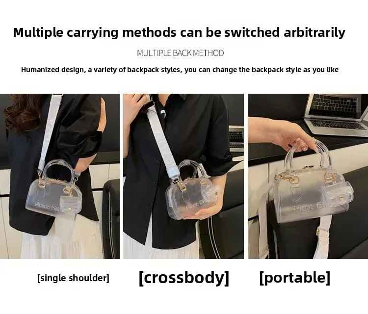 Bohao PVC  Jelly Bag Fashionable All-match Soft Handle Handbag Dirt-resistant And Easy-to-wash Summer Women's Crossbody Bag Customized display picture 11