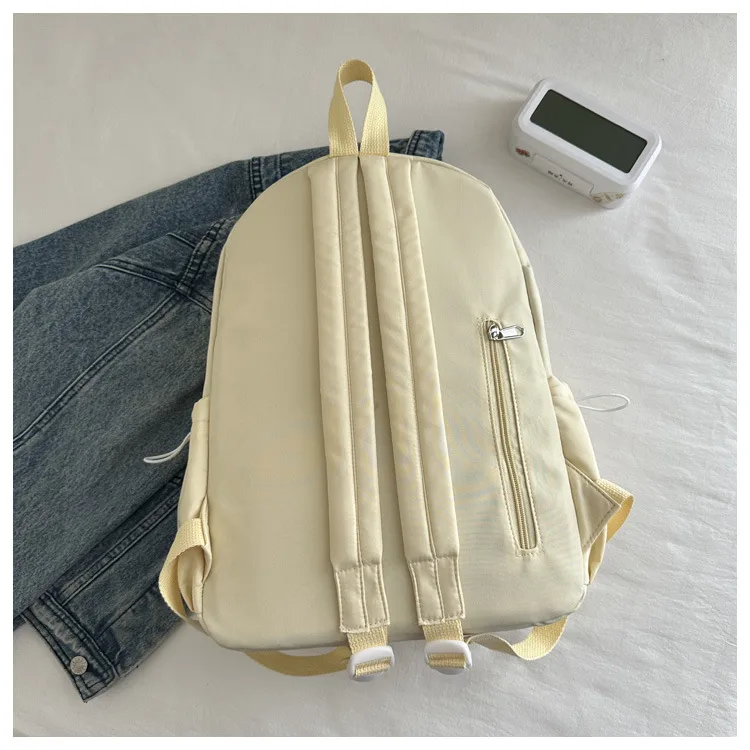 Solid Color Simple College Student Casual Backpack Good-looking Schoolbag Large Capacity Ins Preppy Style Junior High School Backpack display picture 2