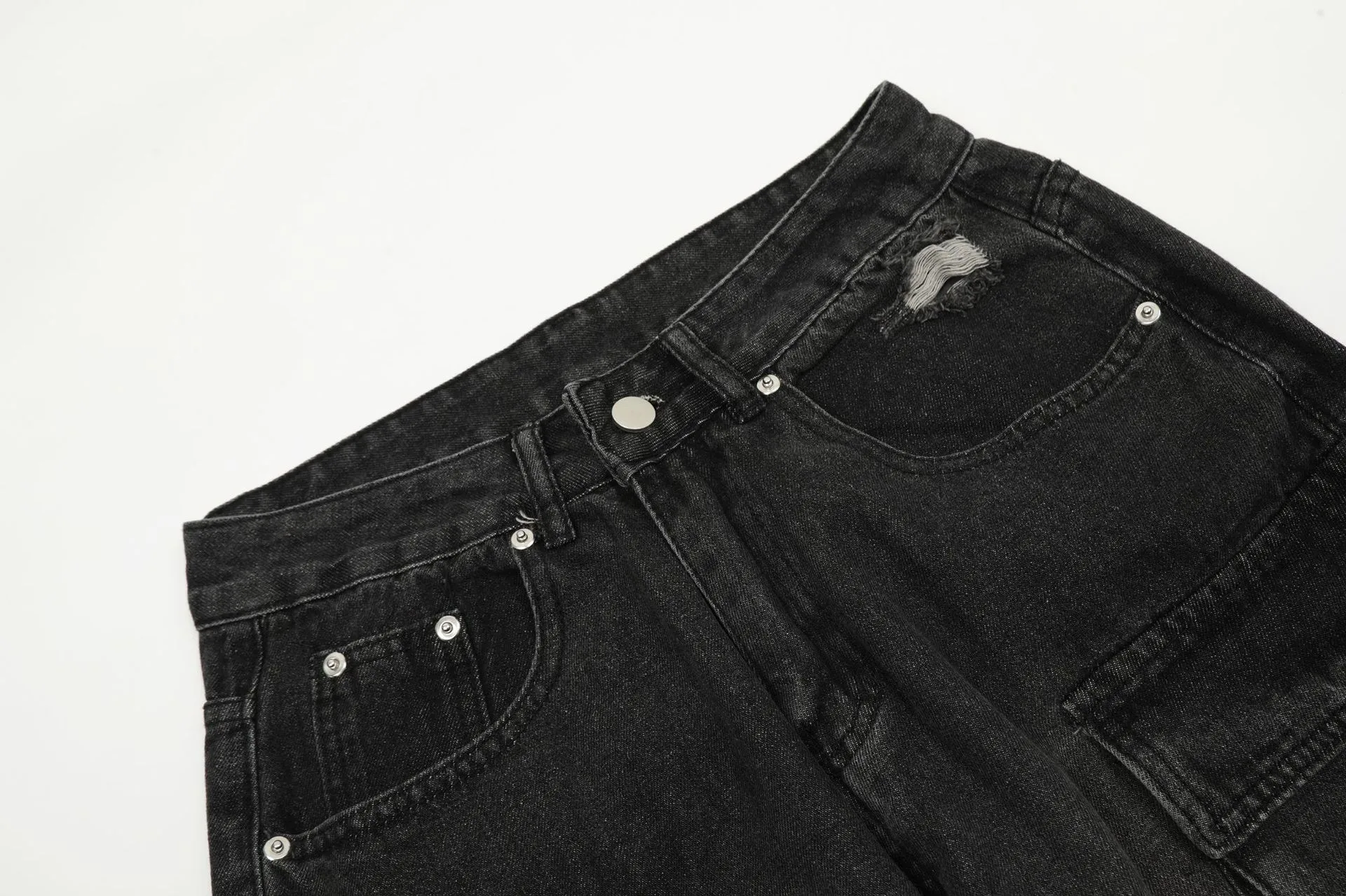 Jiayi Library Men's  Spring New American High Street RO Style Heavy Washed Multi-Pocket Jeans Wide Leg Pants display picture 7