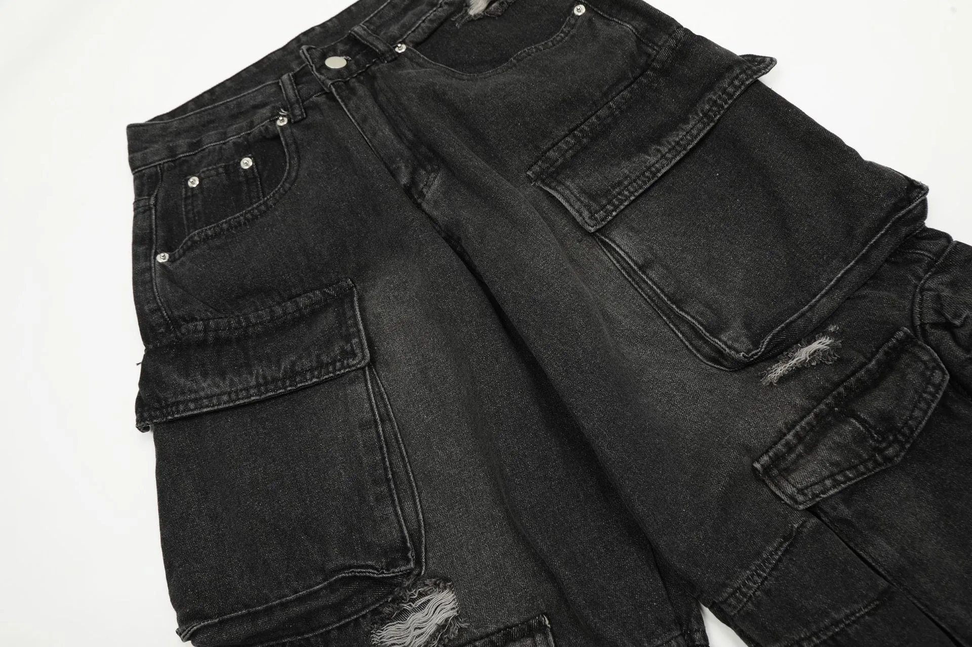 Jiayi Library Men's  Spring New American High Street RO Style Heavy Washed Multi-Pocket Jeans Wide Leg Pants display picture 8