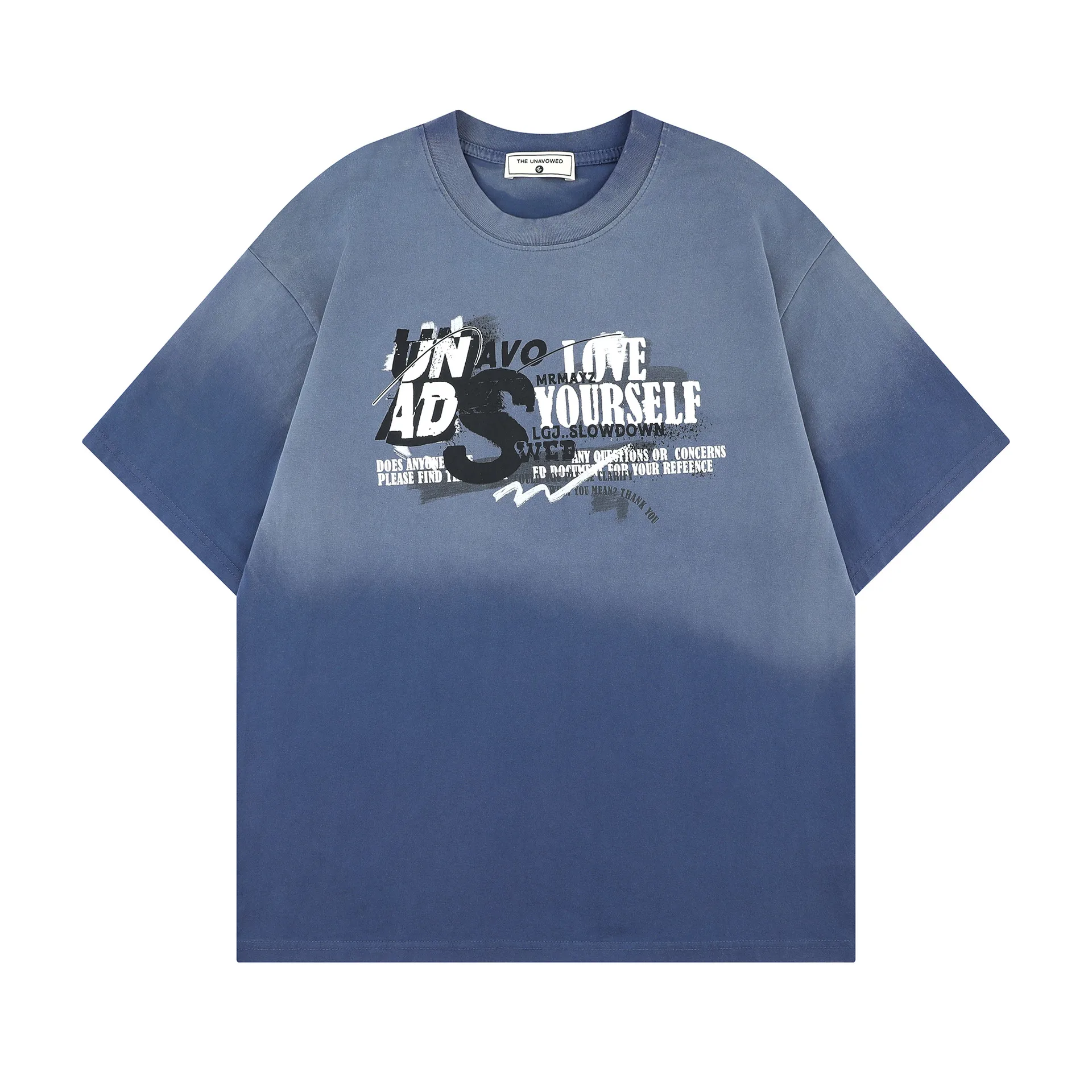 Jiayiku Men's  Summer New American Retro Fashion Brand Heavy Washed Fried Color Gradient T-shirt Short Sleeve display picture 9