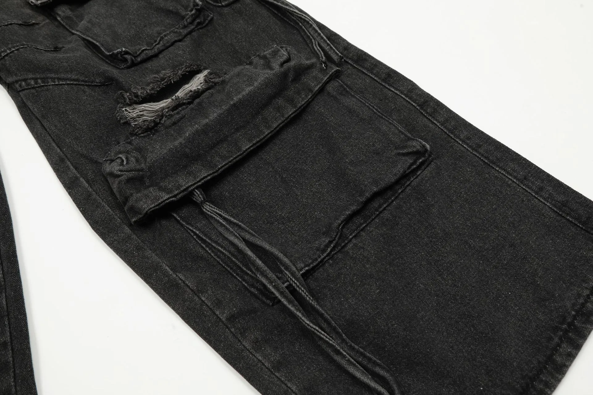 Jiayi Library Men's  Spring New American High Street RO Style Heavy Washed Multi-Pocket Jeans Wide Leg Pants display picture 11