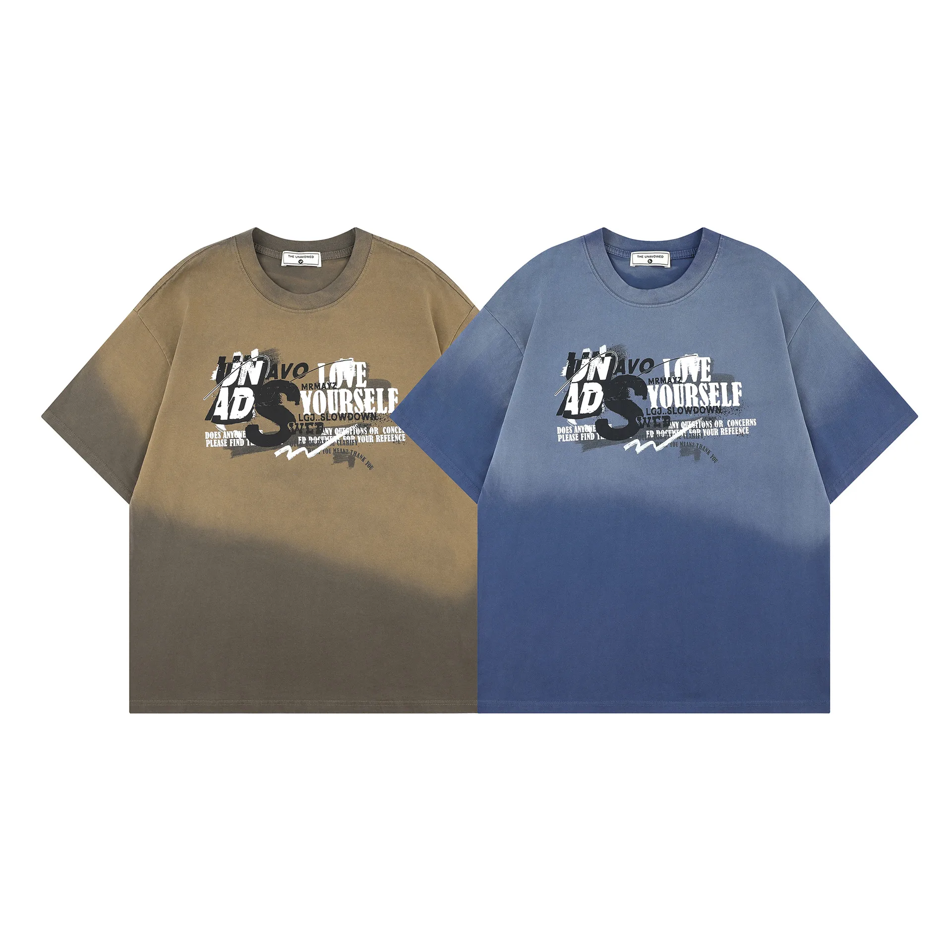 Jiayiku Men's  Summer New American Retro Fashion Brand Heavy Washed Fried Color Gradient T-shirt Short Sleeve display picture 2