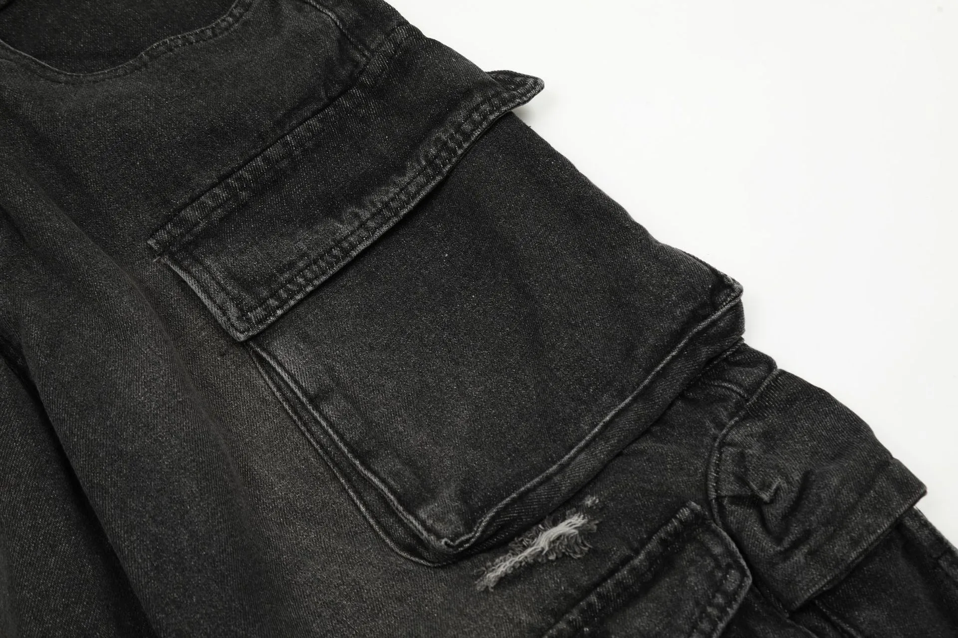 Jiayi Library Men's  Spring New American High Street RO Style Heavy Washed Multi-Pocket Jeans Wide Leg Pants display picture 12