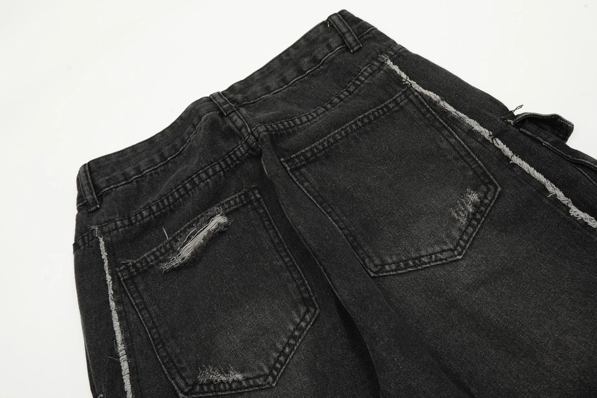 Jiayi Library Men's  Spring New American High Street RO Style Heavy Washed Multi-Pocket Jeans Wide Leg Pants display picture 14