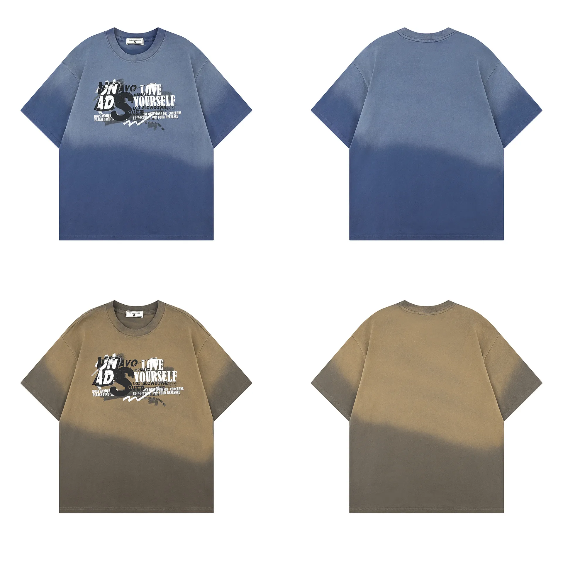 Jiayiku Men's  Summer New American Retro Fashion Brand Heavy Washed Fried Color Gradient T-shirt Short Sleeve display picture 11