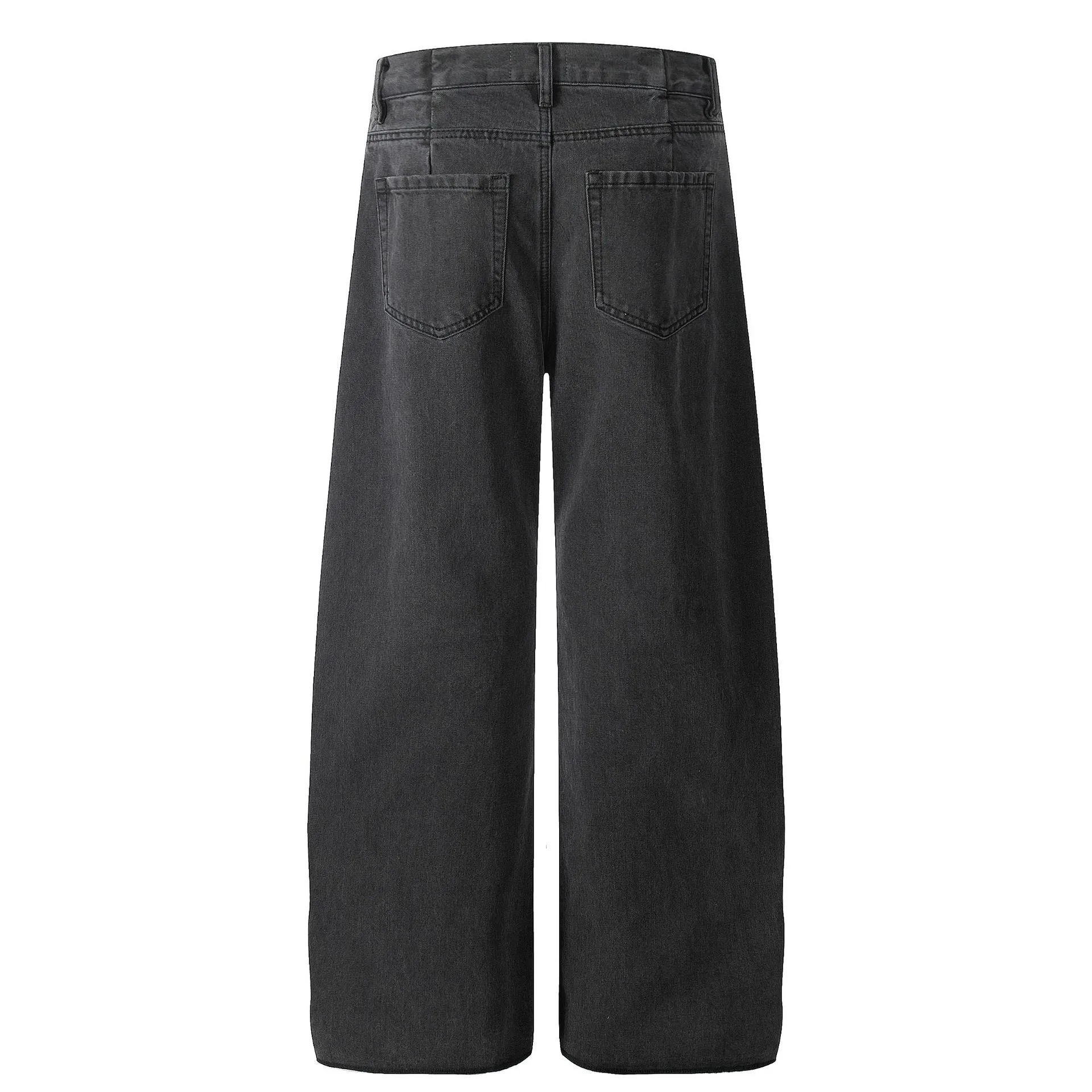 Jiayiku Tide Brand  Spring American Retro Washed Machete Jeans Straight Cleanfit Pants display picture 5