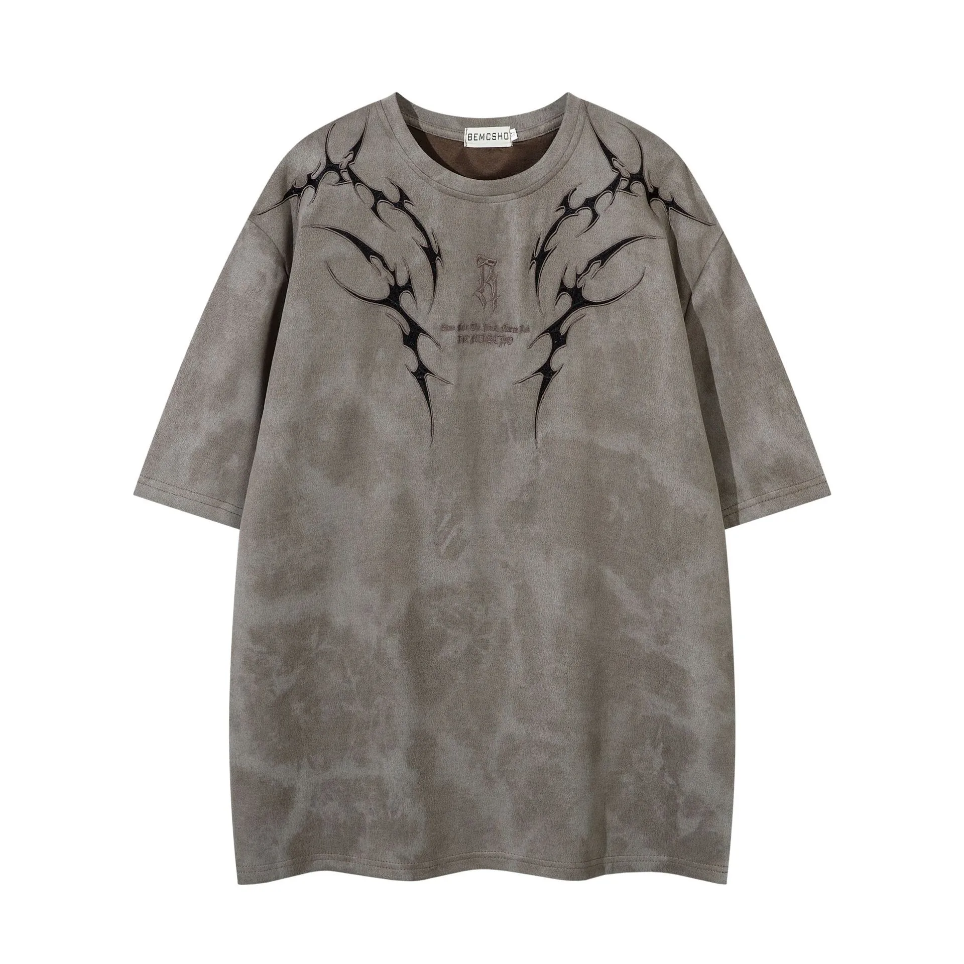 Jiayiku Men's  Summer Functional Style American Retro High Street Trendy Brand Tee Thorns Embroidered Short-sleeved T-shirt For Men display picture 3