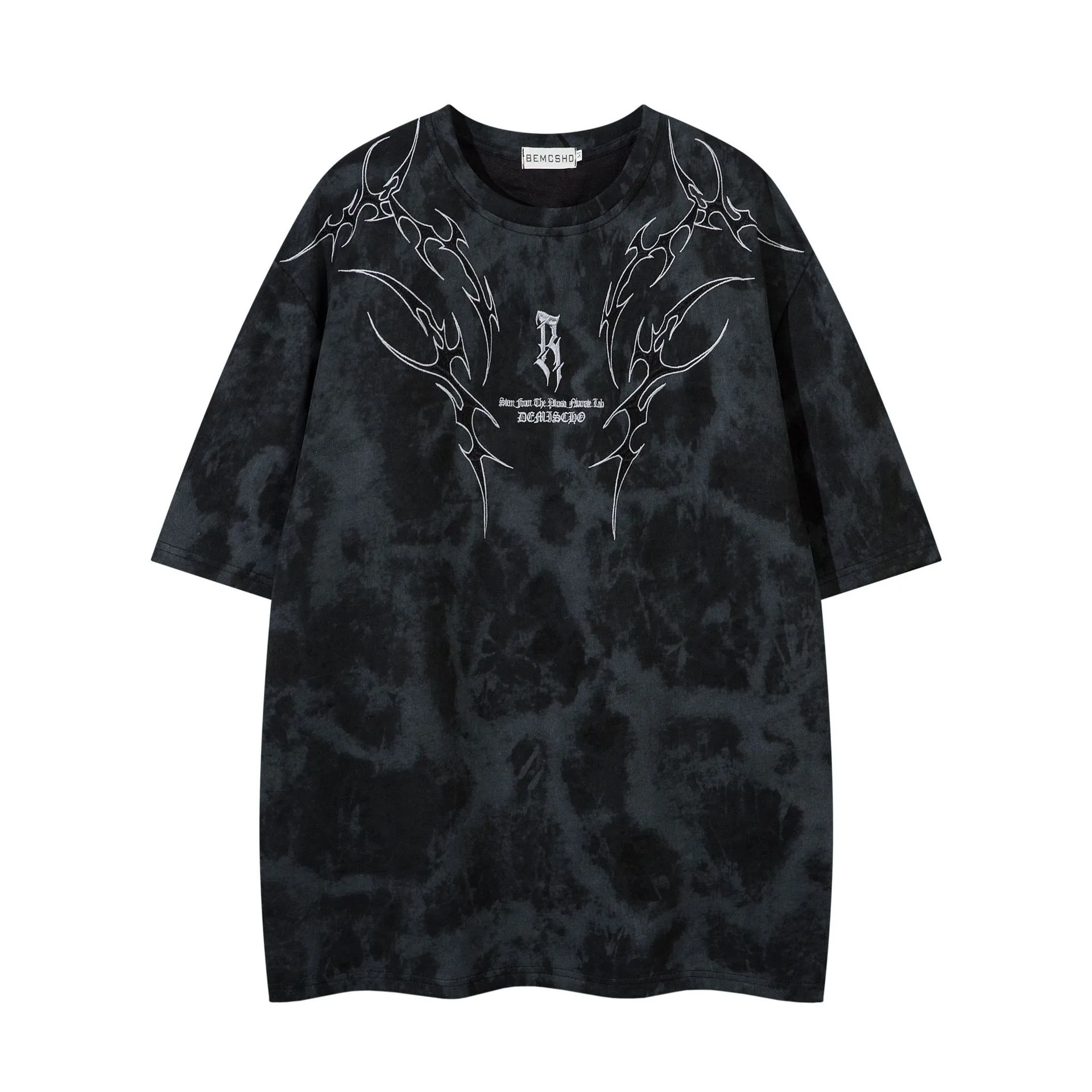 Jiayiku Men's  Summer Functional Style American Retro High Street Trendy Brand Tee Thorns Embroidered Short-sleeved T-shirt For Men display picture 5