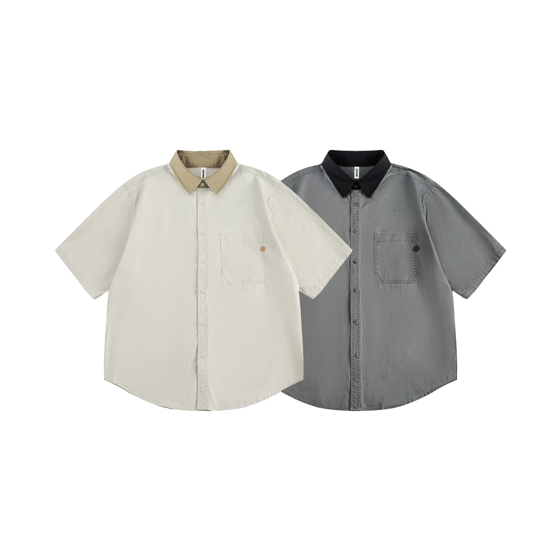 Jiayiku Men's  Summer New Style Simple New Vintage Ins Fashionable Washed Old Shirt Tooling Shirt display picture 2