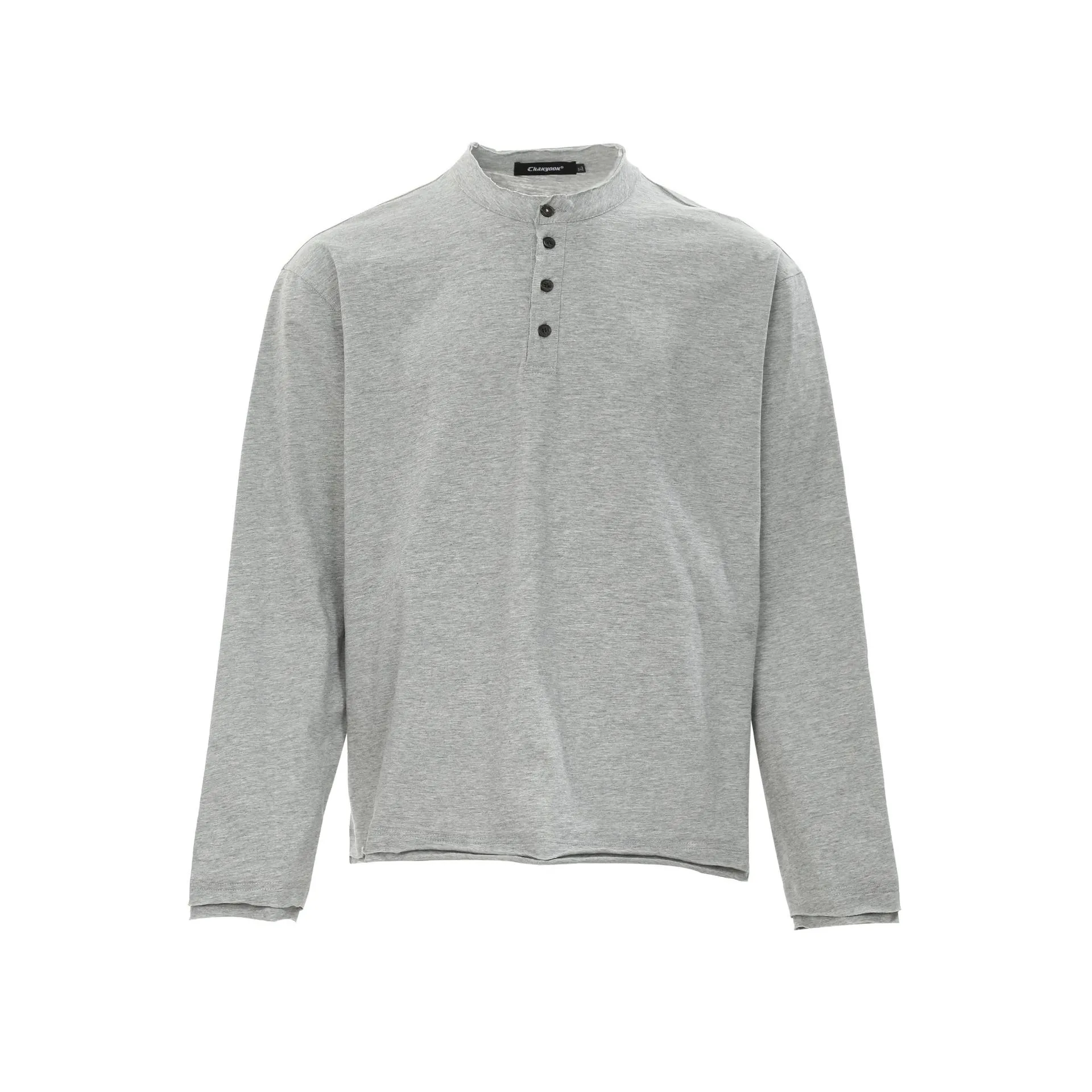 Jiayi Library Men's  Spring New American Retro Henry Collar Men's Base Shirt Simple T-shirt Long Sleeve Men display picture 3