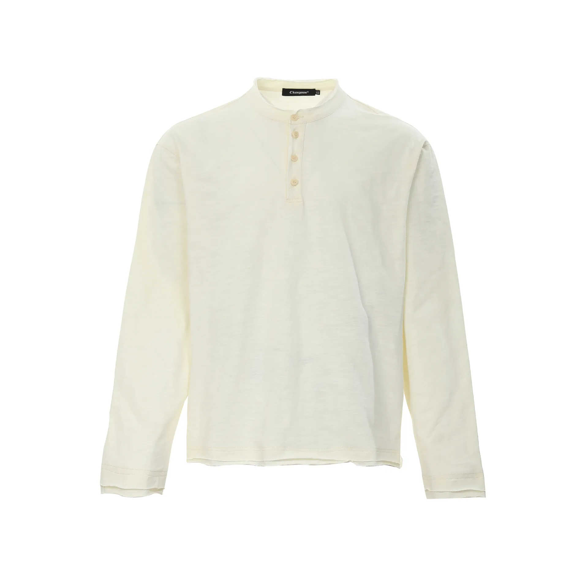 Jiayi Library Men's  Spring New American Retro Henry Collar Men's Base Shirt Simple T-shirt Long Sleeve Men display picture 4