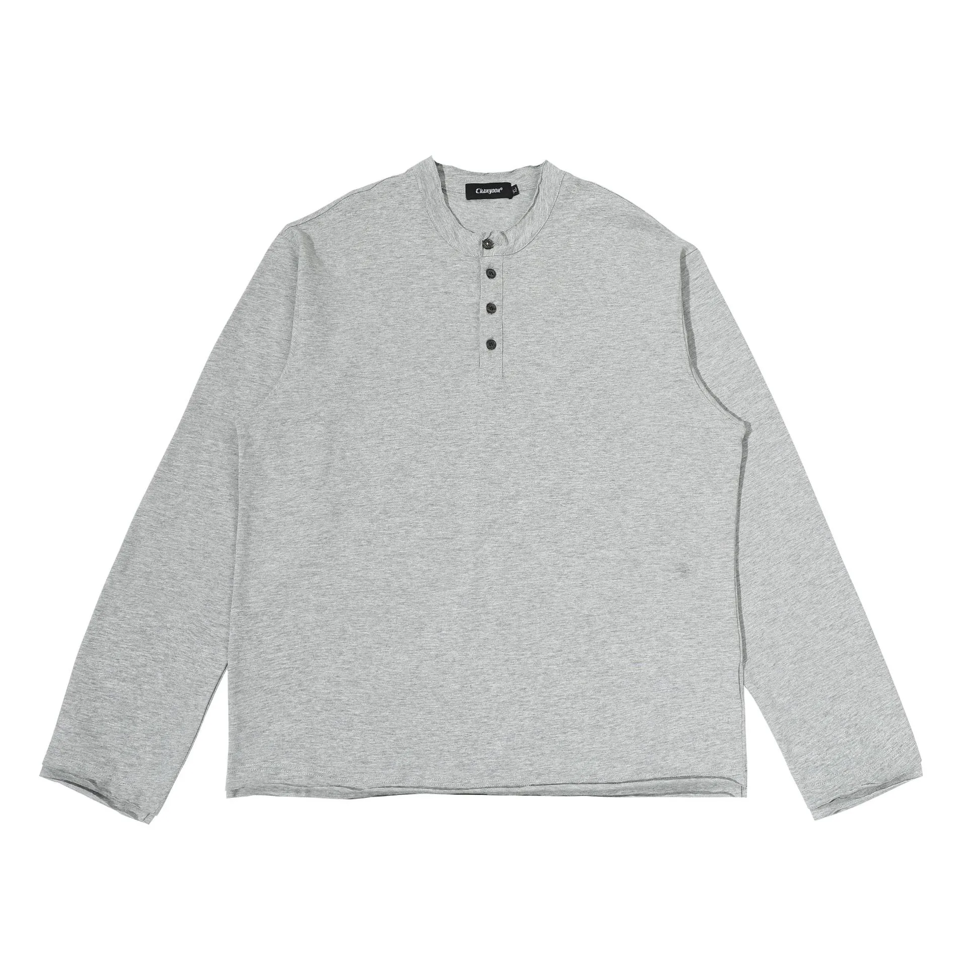 Jiayi Library Men's  Spring New American Retro Henry Collar Men's Base Shirt Simple T-shirt Long Sleeve Men display picture 7