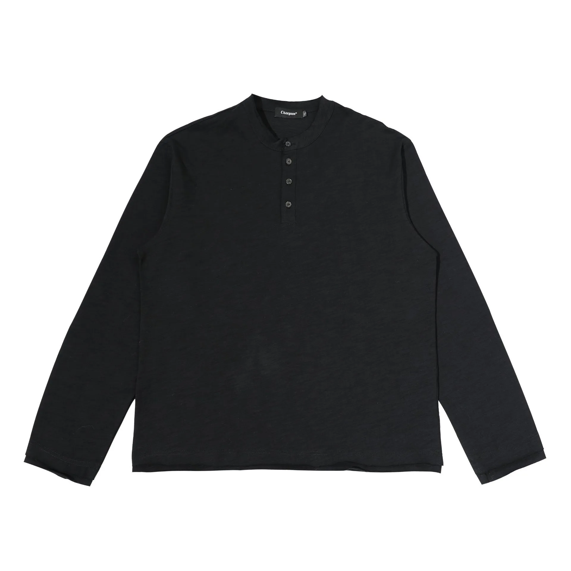 Jiayi Library Men's  Spring New American Retro Henry Collar Men's Base Shirt Simple T-shirt Long Sleeve Men display picture 11