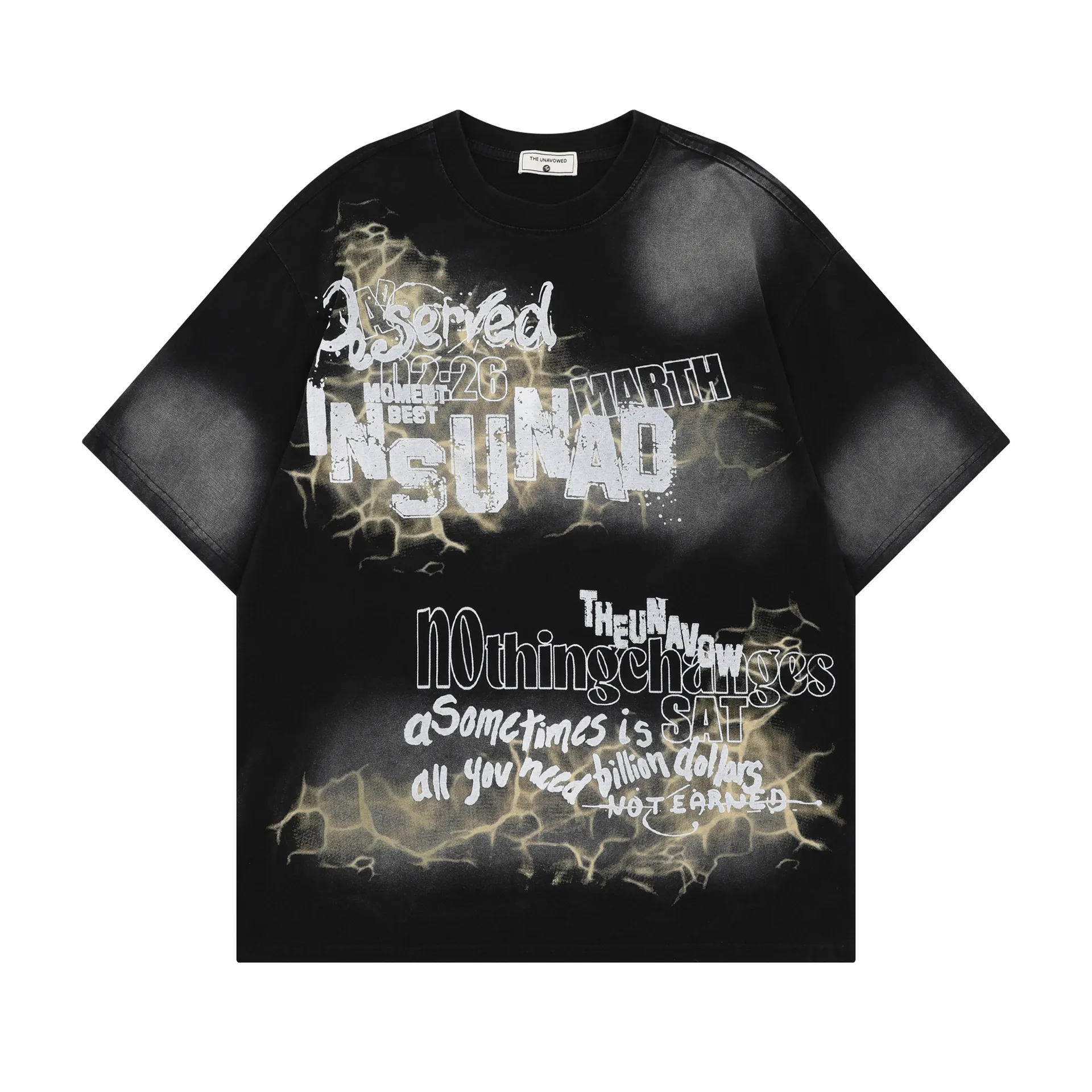 Jiayiku Men's  Summer New American Street Fashion Brand Tee Heavy Washed Graffiti Print Short Sleeve T-Shirt display picture 3