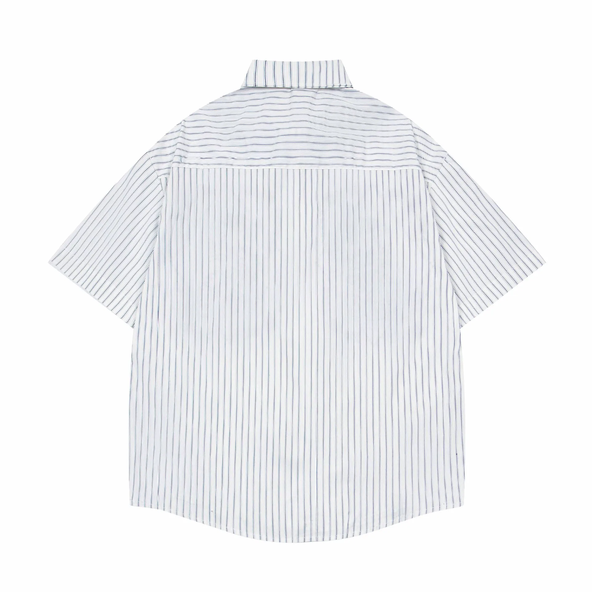 Jiayiku Men's  New American Style Antique Fashion Brand Cat Embroidered Striped Antique Shirt Short Sleeve Men And Women display picture 4