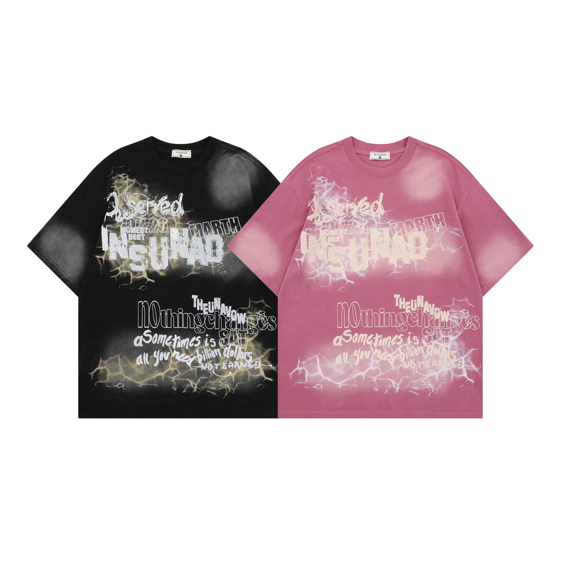 Jiayiku Men's  Summer New American Street Fashion Brand Tee Heavy Washed Graffiti Print Short Sleeve T-Shirt display picture 2