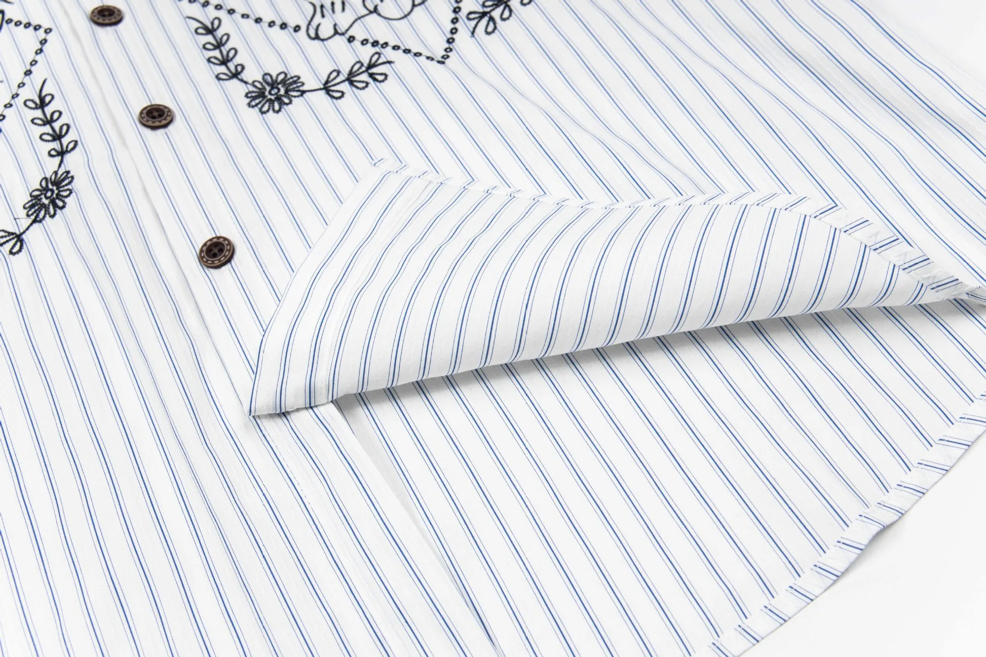 Jiayiku Men's  New American Style Antique Fashion Brand Cat Embroidered Striped Antique Shirt Short Sleeve Men And Women display picture 11