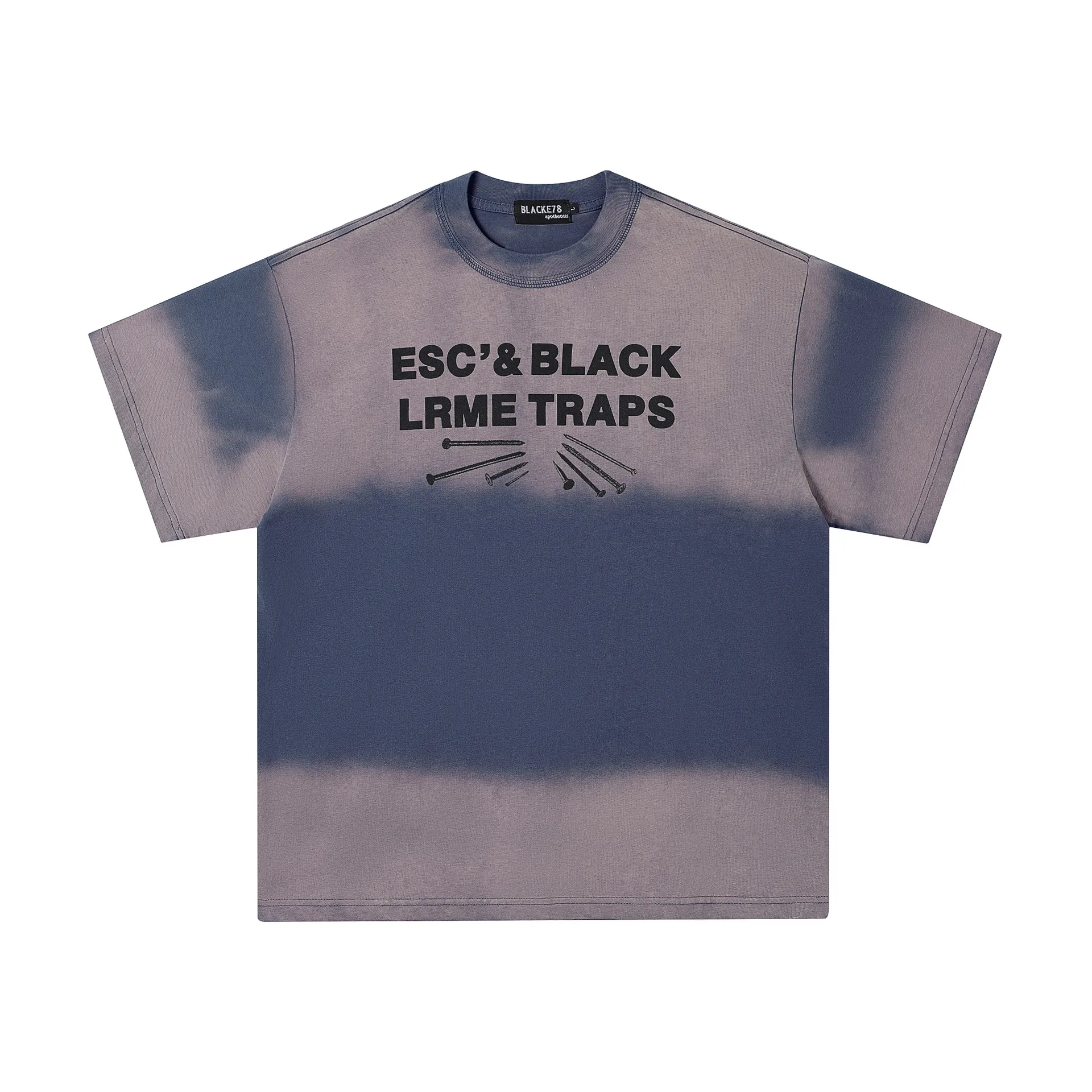 Jiayiku Men's  Summer New American Retro Fashion Brand Gradient Color Washed Old Cotton T-Shirt Short Sleeve display picture 3