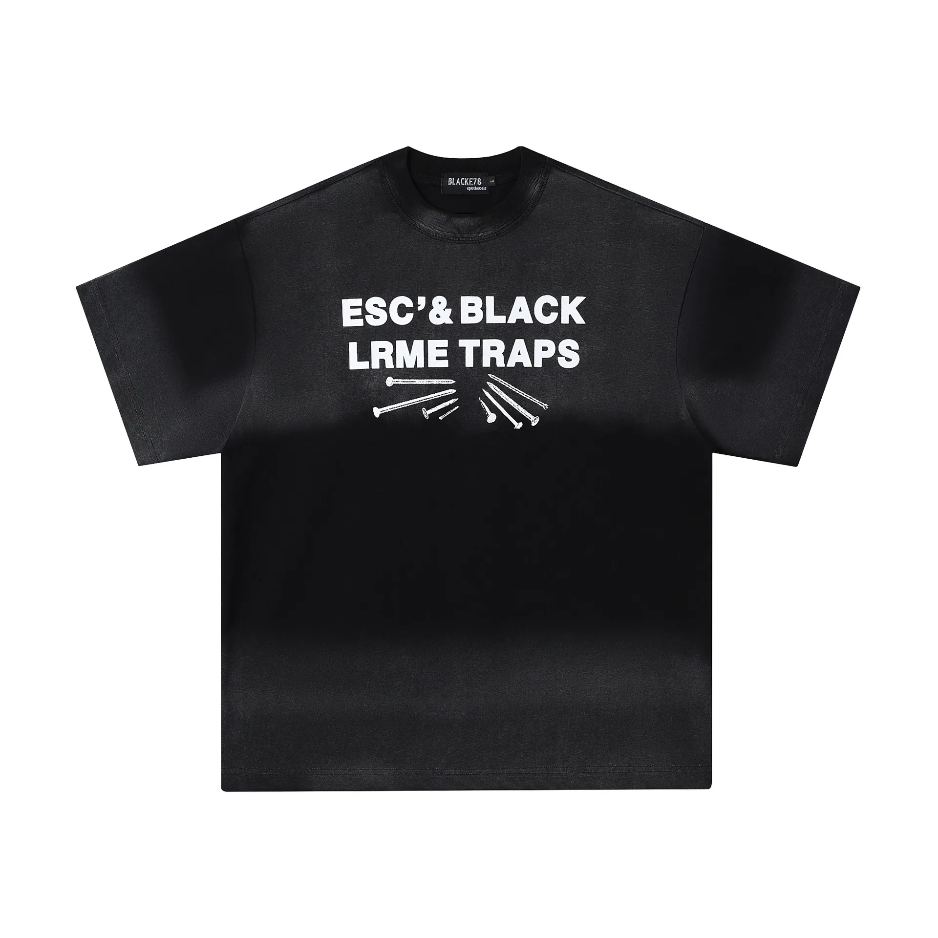 Jiayiku Men's  Summer New American Retro Fashion Brand Gradient Color Washed Old Cotton T-Shirt Short Sleeve display picture 5