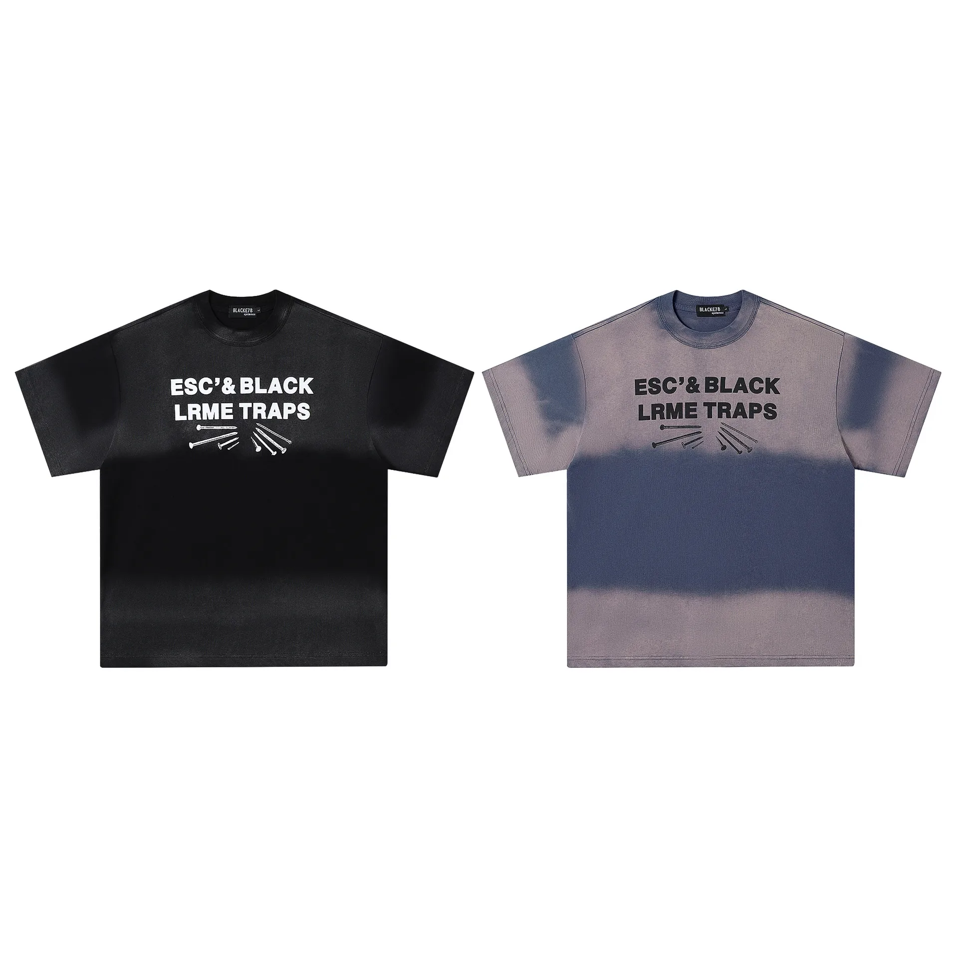 Jiayiku Men's  Summer New American Retro Fashion Brand Gradient Color Washed Old Cotton T-Shirt Short Sleeve display picture 2