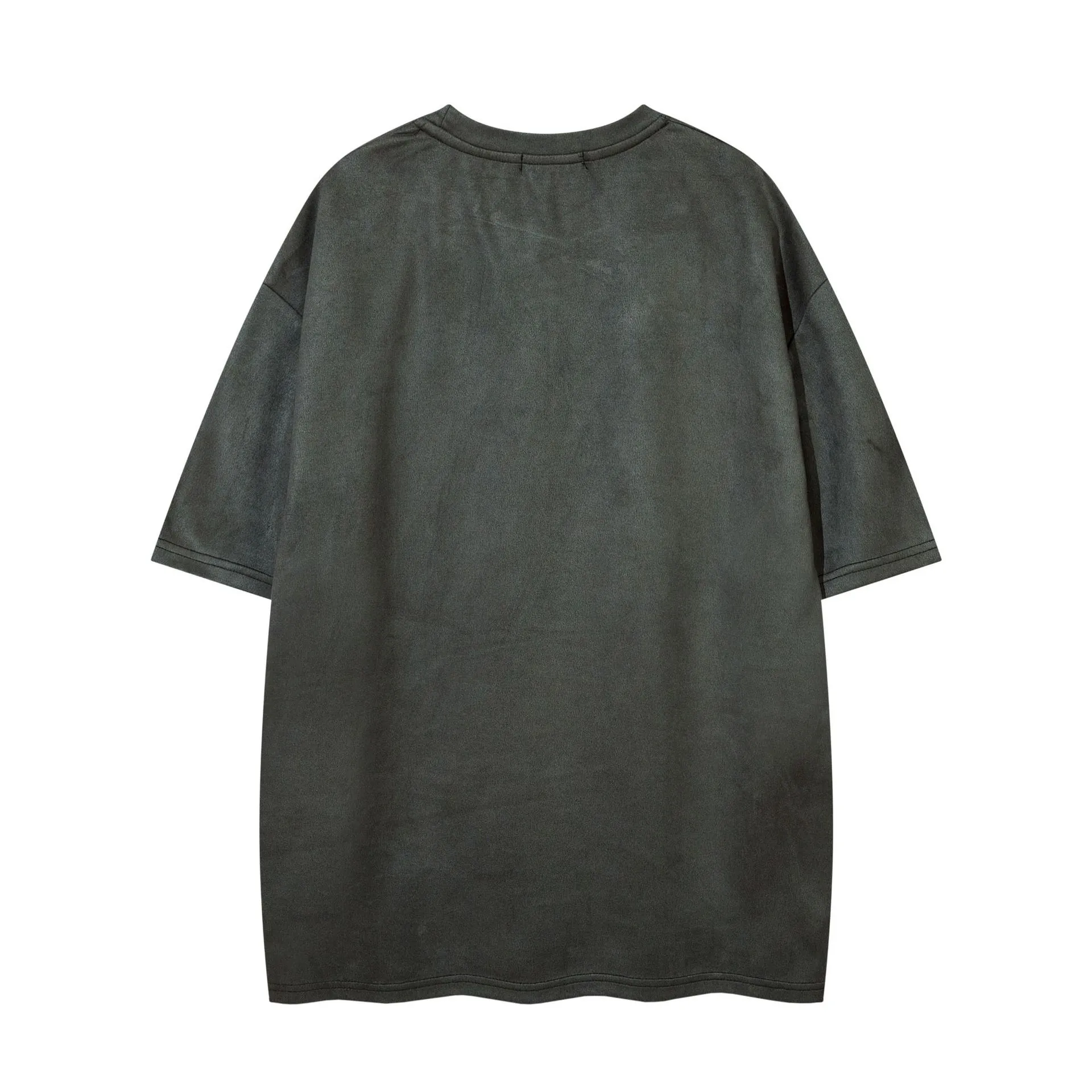 Jiayiku Men's Wear ∠  Summer American Retro Trendy Brand Embroidered Suede T-Shirt Men's Simple All-match Short-sleeved T display picture 4