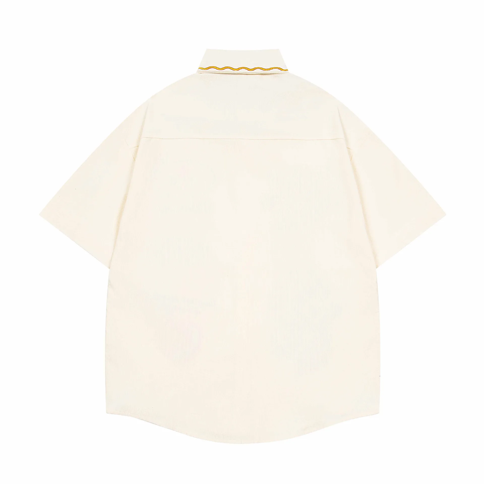 Jiayiku Trendy Brand  New American Style Antique Ins Trendy Fun Flower Embroidered Corduroy Shirt Short Sleeve display picture 4