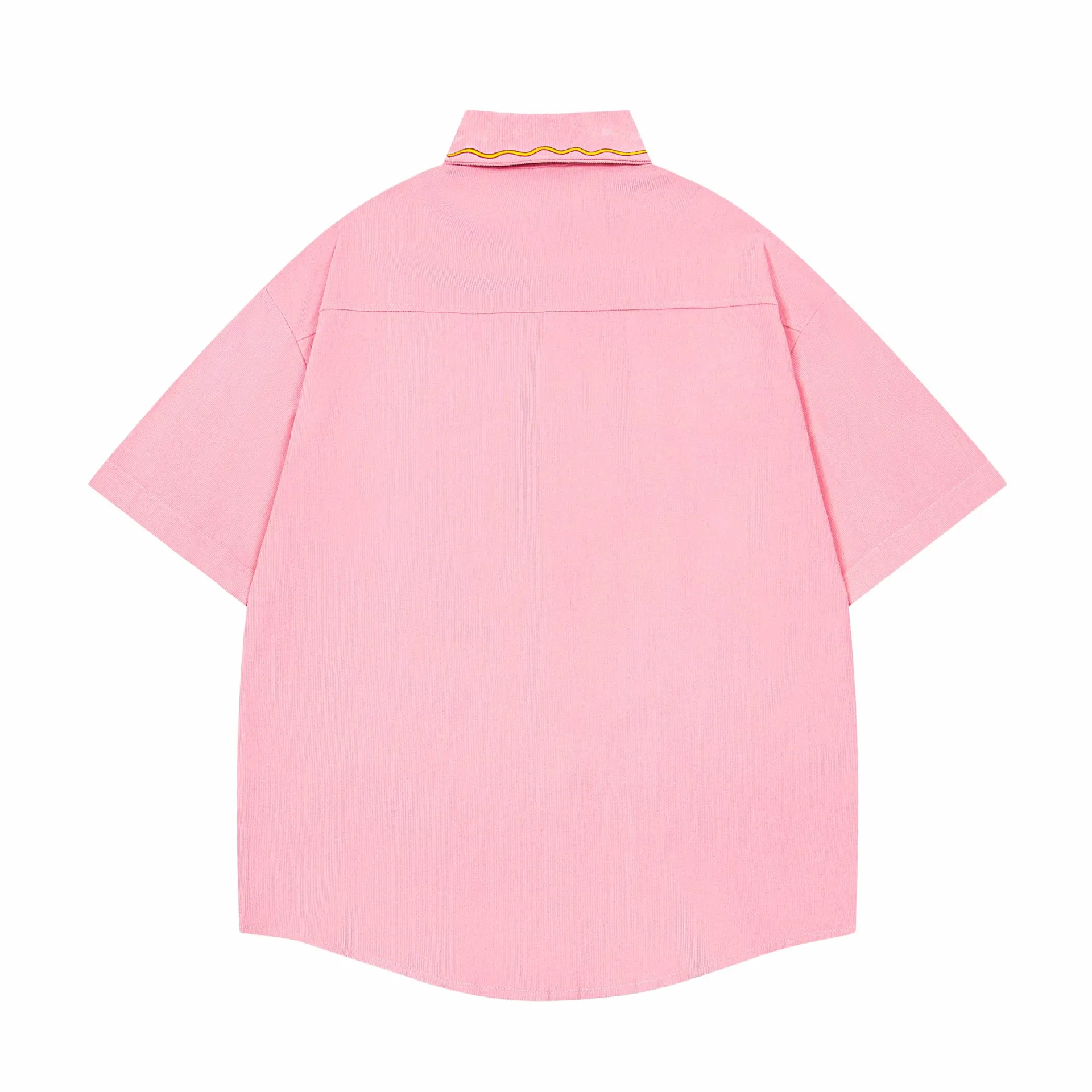 Jiayiku Trendy Brand  New American Style Antique Ins Trendy Fun Flower Embroidered Corduroy Shirt Short Sleeve display picture 6