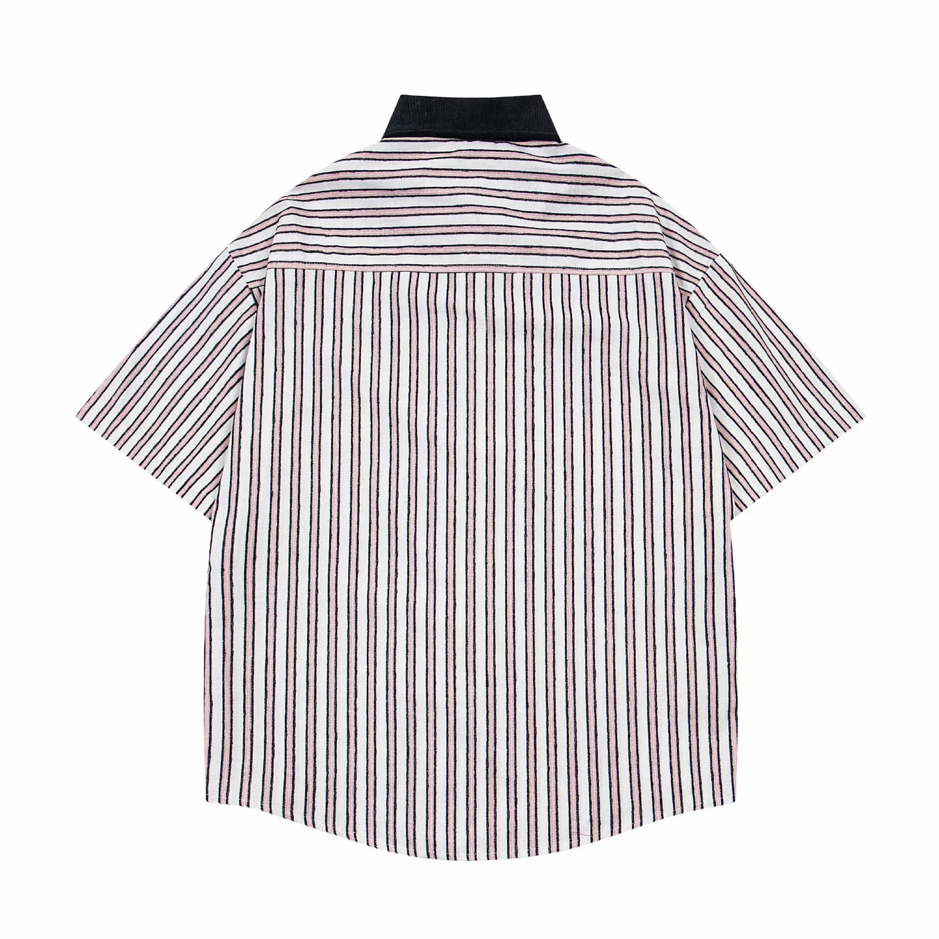 Jiayiku Men's  New American Middle Ages Lazy Fashion Brand Puppy Embroidered Striped Short-sleeved Shirt For Men And Women display picture 5