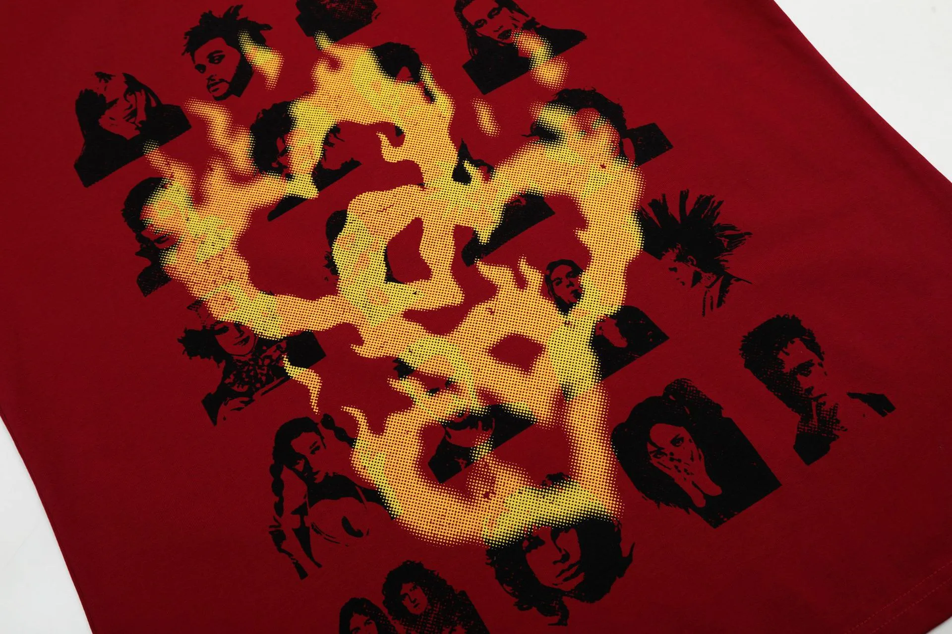 Jiayiku Men's  Summer American Street Hip Hop Fashion Brand Couple Tee Flame Heart-shaped Printed T-shirt Short Sleeve display picture 8