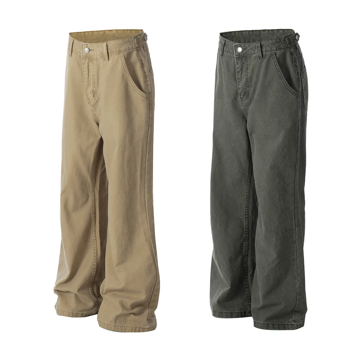 Jiayi Library Men's  Spring American Style Retro Washed Old Simple Casual Pants Straight Through Loose Wide Leg Pants display picture 3