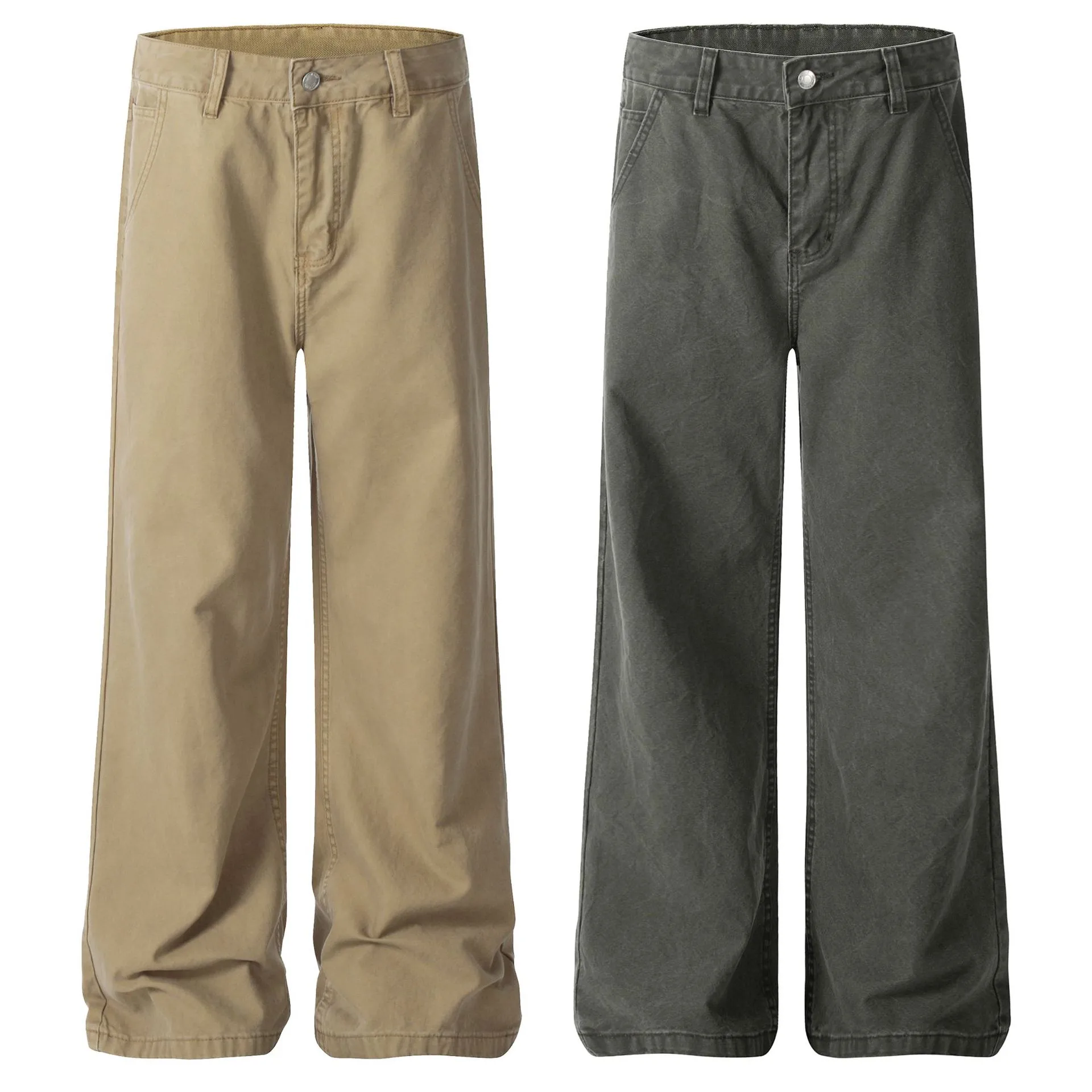 Jiayi Library Men's  Spring American Style Retro Washed Old Simple Casual Pants Straight Through Loose Wide Leg Pants display picture 2