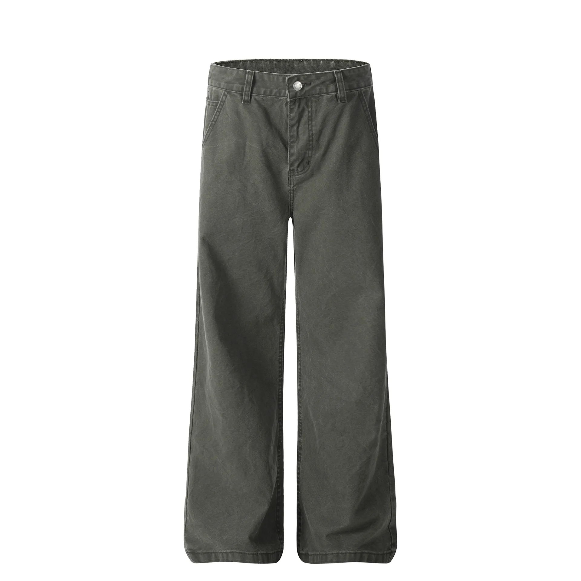 Jiayi Library Men's  Spring American Style Retro Washed Old Simple Casual Pants Straight Through Loose Wide Leg Pants display picture 7