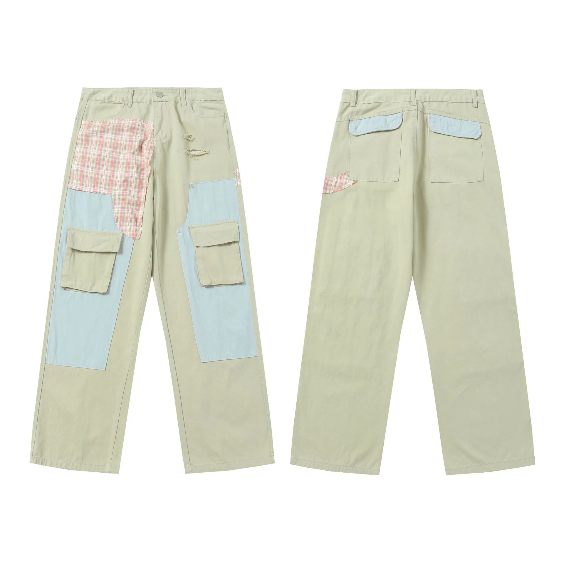 Jiayiku Men's  New Antique Personality Sticker Cleanfit Casual Pants Antique Straight Pants display picture 3