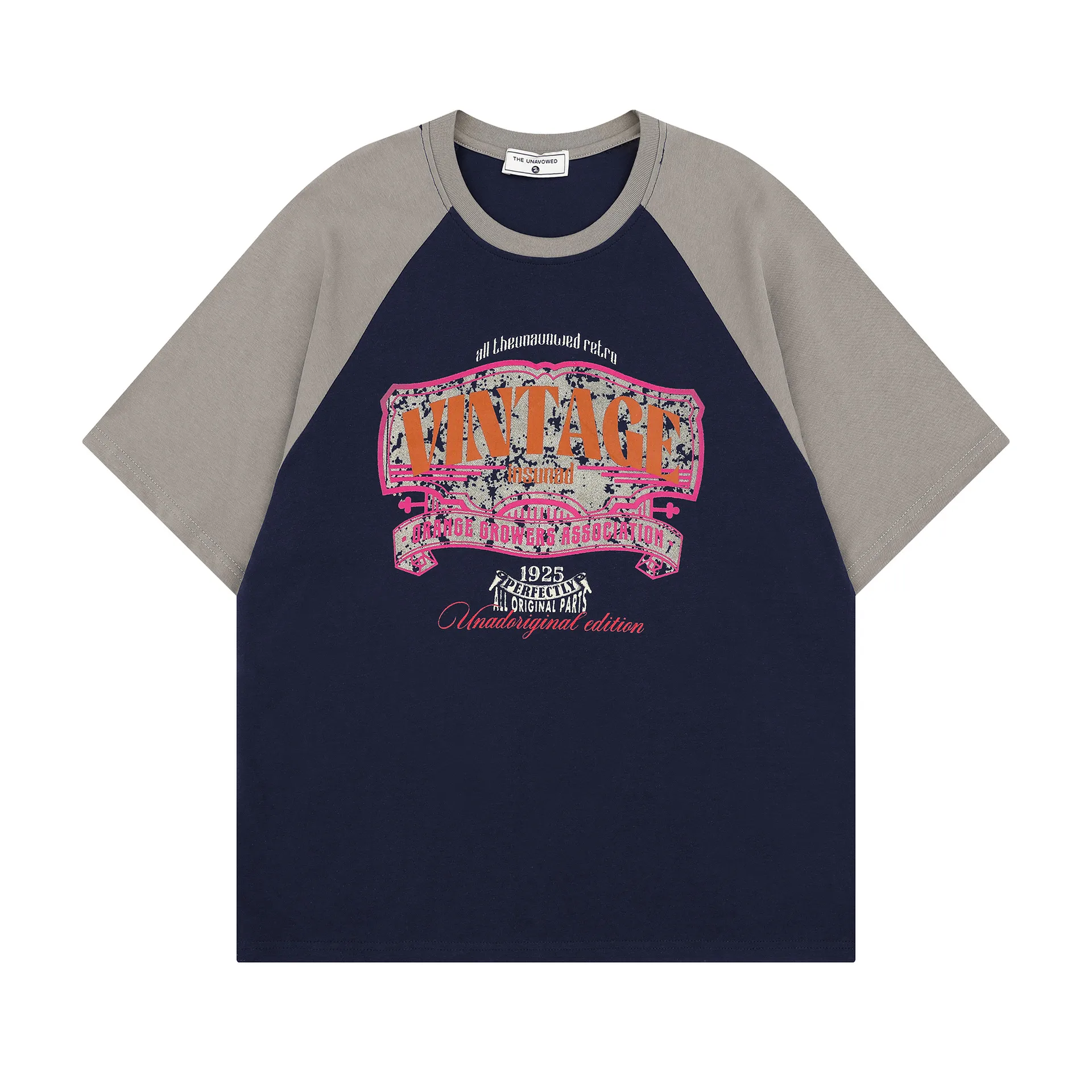 Jiayiku Fashion Brand  Summer New Campus Style American Style Retro Color Matching T-shirt Raglan Sleeve Couple's Short-sleeved T-shirt display picture 3