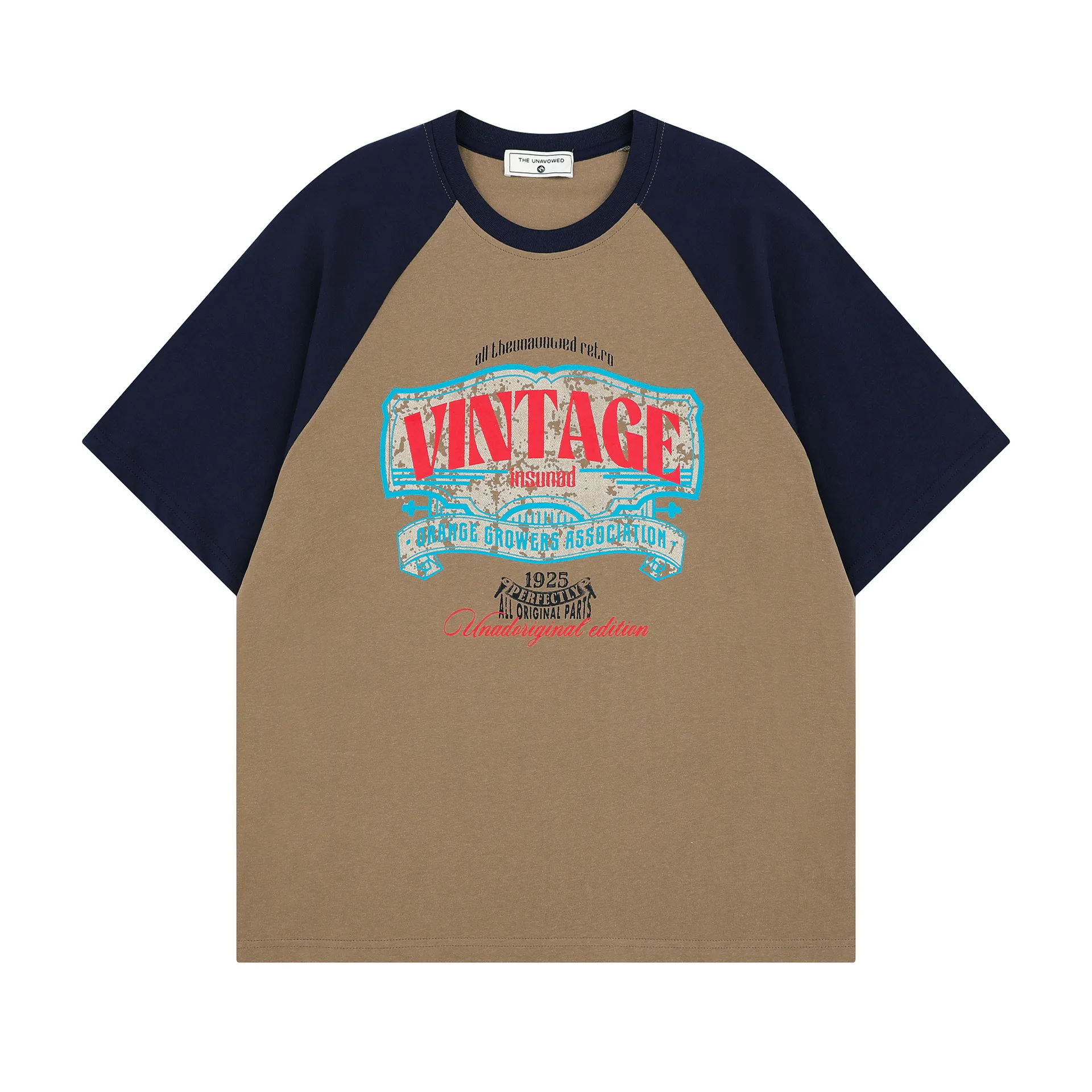 Jiayiku Fashion Brand  Summer New Campus Style American Style Retro Color Matching T-shirt Raglan Sleeve Couple's Short-sleeved T-shirt display picture 5
