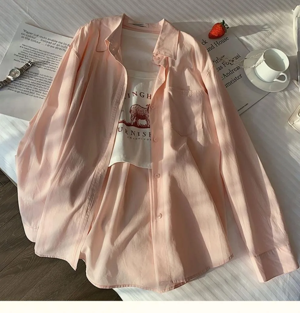 Plus Size 1.0-150kg Lazy Style Green Shirt Top For Women Spring & Fall New Style Loose And Versatile Thin Hong Kong Style Jacket display picture 10