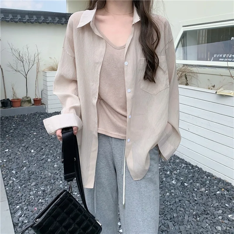 French Style Ice Silk Sunscreen Shirt Women's  Summer Silk Thin Shirt Sense Long Sleeve Sunscreen Top Coat In Stock display picture 4
