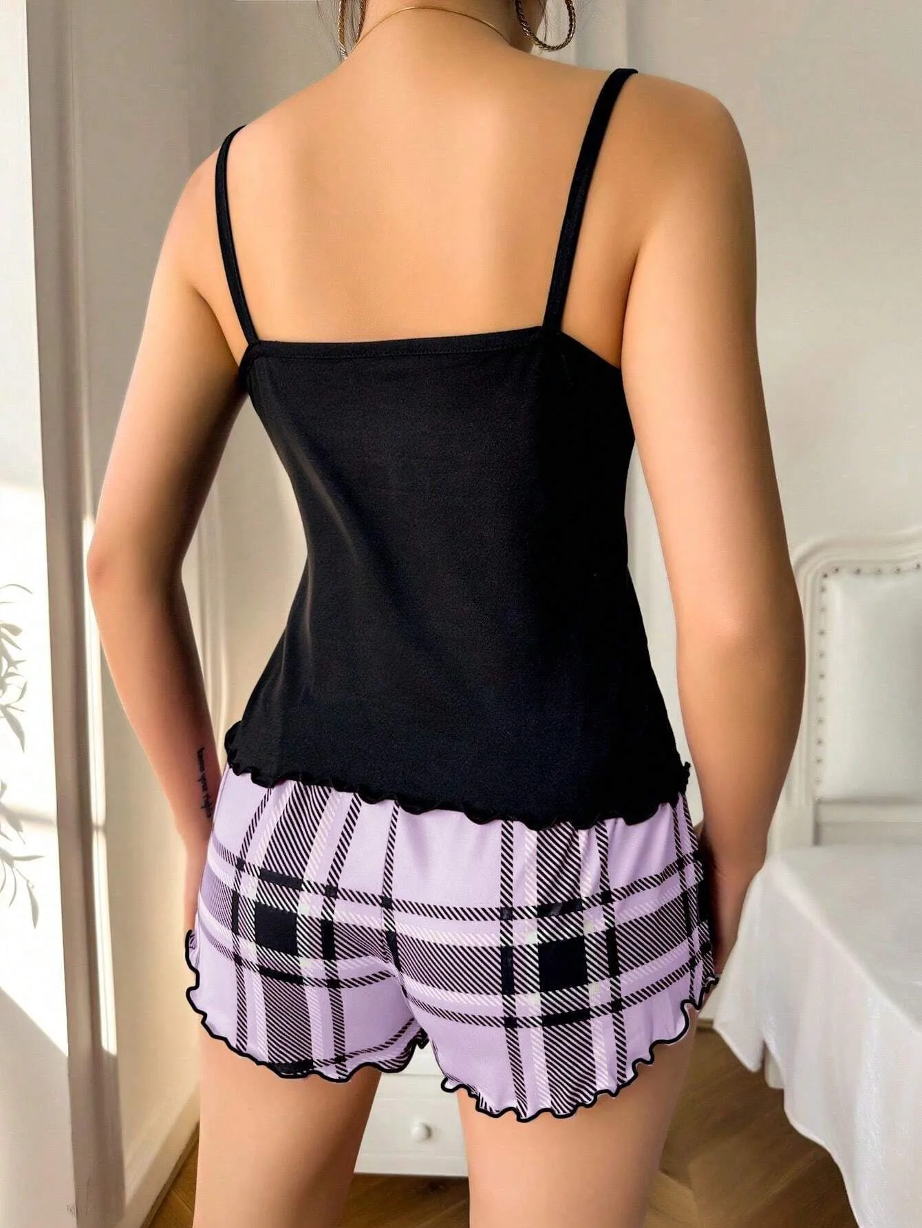 Summer   Style Women's Sexy Sling Shorts Thin Pajamas Milk Silk Printed Two-piece Home Clothes display picture 15