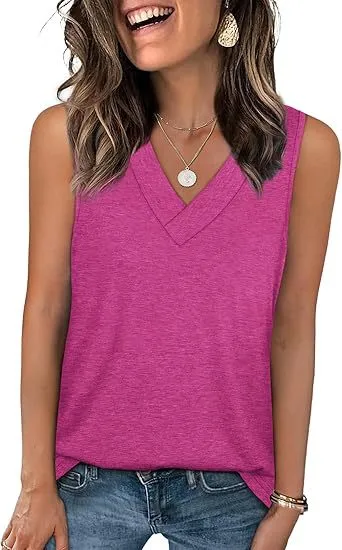 Explosive Summer Women's V-Neck Sleeveless Casual Vest display picture 1