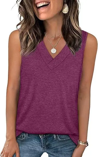 Explosive Summer Women's V-Neck Sleeveless Casual Vest display picture 2