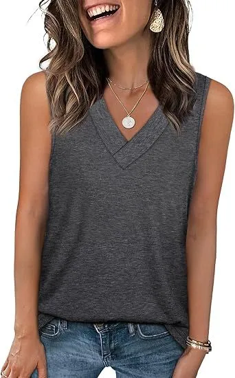 Explosive Summer Women's V-Neck Sleeveless Casual Vest display picture 8