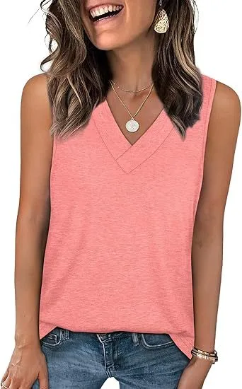 Explosive Summer Women's V-Neck Sleeveless Casual Vest display picture 9