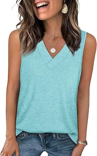 Explosive Summer Women's V-Neck Sleeveless Casual Vest display picture 11