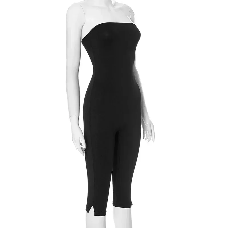 Q25JP120  Style Women's Summer New Solid Color Sleeveless Shoulder Plastic Slim Cropped Short Pants display picture 16