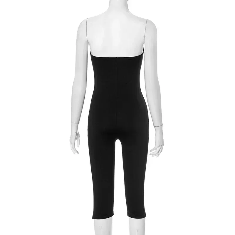 Q25JP120  Style Women's Summer New Solid Color Sleeveless Shoulder Plastic Slim Cropped Short Pants display picture 17